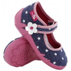 13 Евро! Детски Анатомични ДИШАЩИ BareFoot Обувки / Пантофки RENBUT 13-139/02  (Звездички) , с Лепка и Кожени стелки. за Момичета